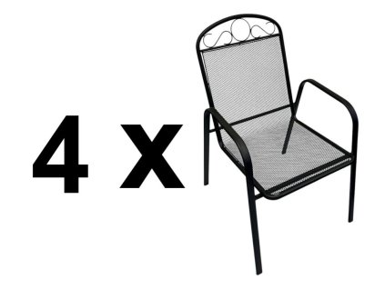 Zahradní kovové křeslo BRUSEL černé (4 ks)
