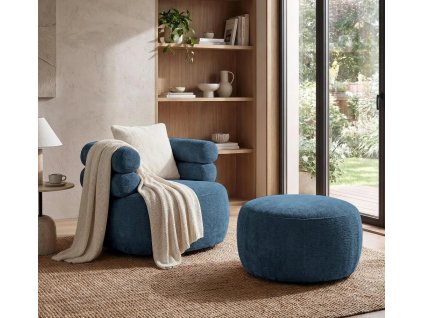křeslo Nela s taburetem modrá