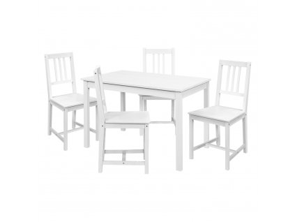 Jídelní stůl 8848B bílý lak + 4 židle 869B bílý lak