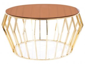 Konferenční stolek ARIANA A zlatá/jantarové kouřové sklo