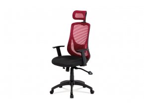 Kancelářská židle, synchronní mech., černá + červená MESH, plast. kříž