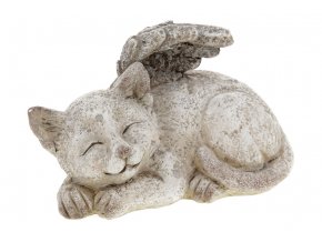 Kočka s andělskými křídly, dekorace z polyresinu.