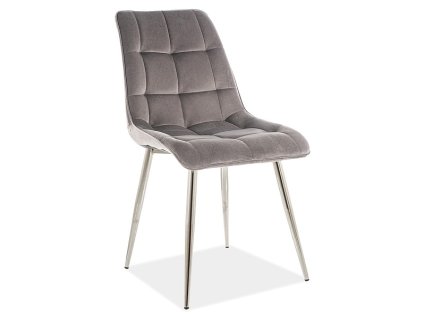 Jídelní čalouněná židle SIK CHROM VELVET (odstín šedá/chróm)