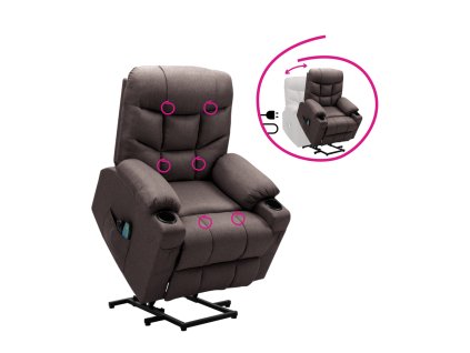 Masážní polohovací křeslo HUDSON (Barva hnědá)