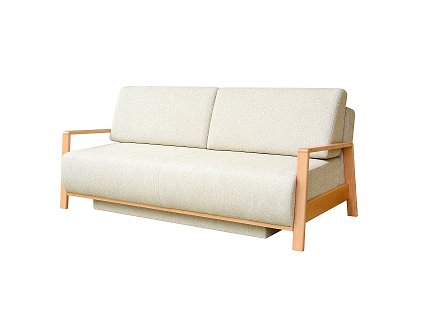 Rozkládací pohovka MELÁNIE DE LUX RETRO (Provedení látka SVĚTLE BÉŽOVÁ PW 03/ dřevo BUK)