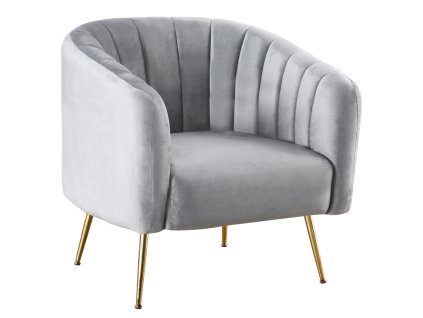 Designové křeslo BAGY (Barva šedá Velvet látka/gold chrom-zlatý)