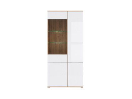 Vitrina ZELE REG1W3D dub wotan/bílý lesk