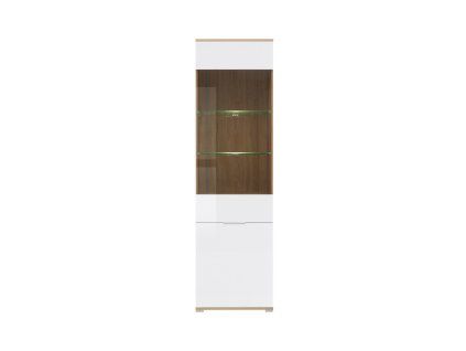 Vitrina ZELE REG1W1D dub wotan/bílý lesk
