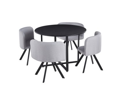Jídelní set BEVAN NEW 1+4 (Barva černá/světle šedá)
