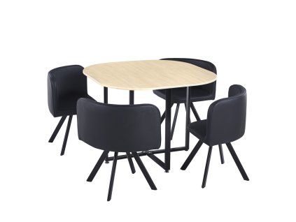 Jídelní set BEVIS NEW 1+4 (Barva dub/černá)