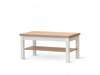 Konferenční stolek W21 KS s poličkou (Barva dub wotan/bílá)