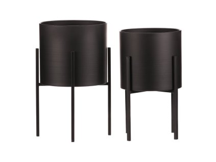 Set 2 kovových interiérových stojanů na květiny FA5006 (Barva Černá)