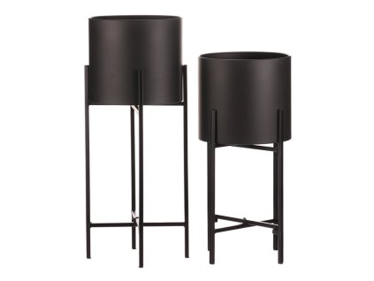 Set 2 kovových interiérových stojanů na květiny FA5009 (Barva Černá)