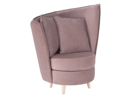 Křeslo ROUND NEW ve stylu Art Deco (Barva růžová Kronos látka/dub)