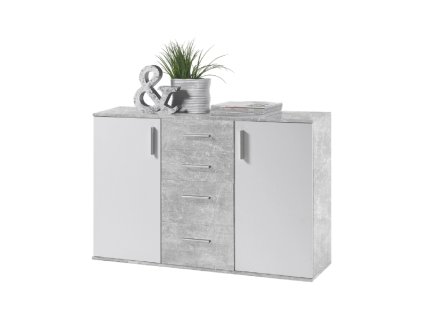 komoda poppy 5 biela beton