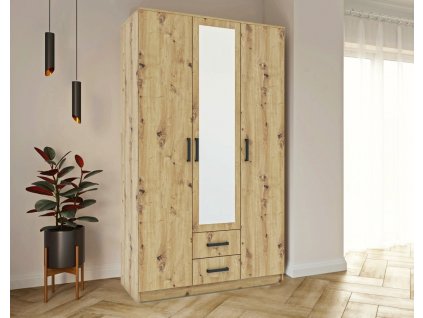 Šatní skříň SIMPLE 120 3D2Dr (barva dub artisan)