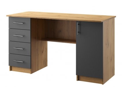 Pracovní stůl OFFICE KIT 3 (barva dub apalačský/šedá, provedení levé)