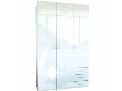 Skříň GWEN 70427 3 - dveřová (Barva bílá extra vysoký lesk)