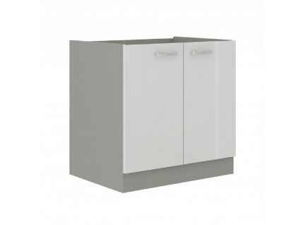 Skříňka dolní  PRADO 80 D 2F BB (odstín bílá extra vysoký lesk/šedá)
