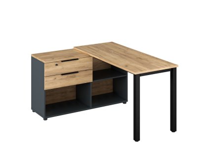 Rohový PC stůl KLAUDIUS TYP 8 (odstín grafit/dub artisan)