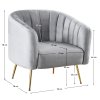 Designové křeslo BAGY (Barva šedá Velvet látka/gold chrom-zlatý)