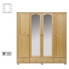 FS-120 šatní skříň 4-dvéřová se zrcadlem (Barva bez moření borovice)