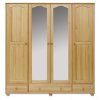 FS-120 šatní skříň 4-dvéřová se zrcadlem (Barva bez moření borovice)