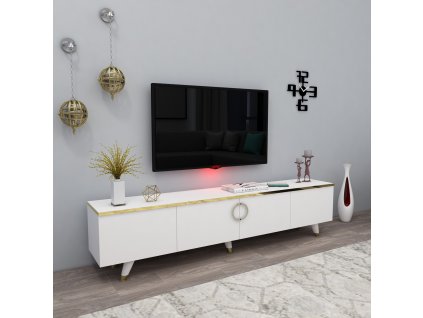 Televizní stolek LUXIA bílá zlatá
