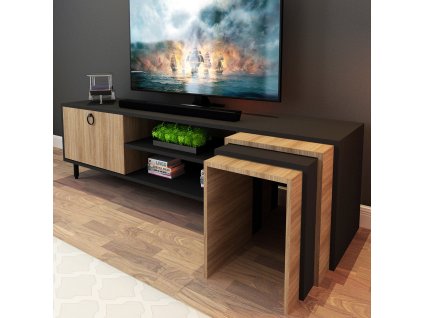 Televizní stolek ZIGON dub černá