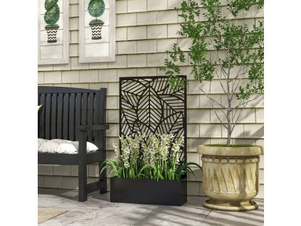 Venkovní truhlík s mřížkou pro popínavé rostliny 61 x 23 x 113 cm šedý