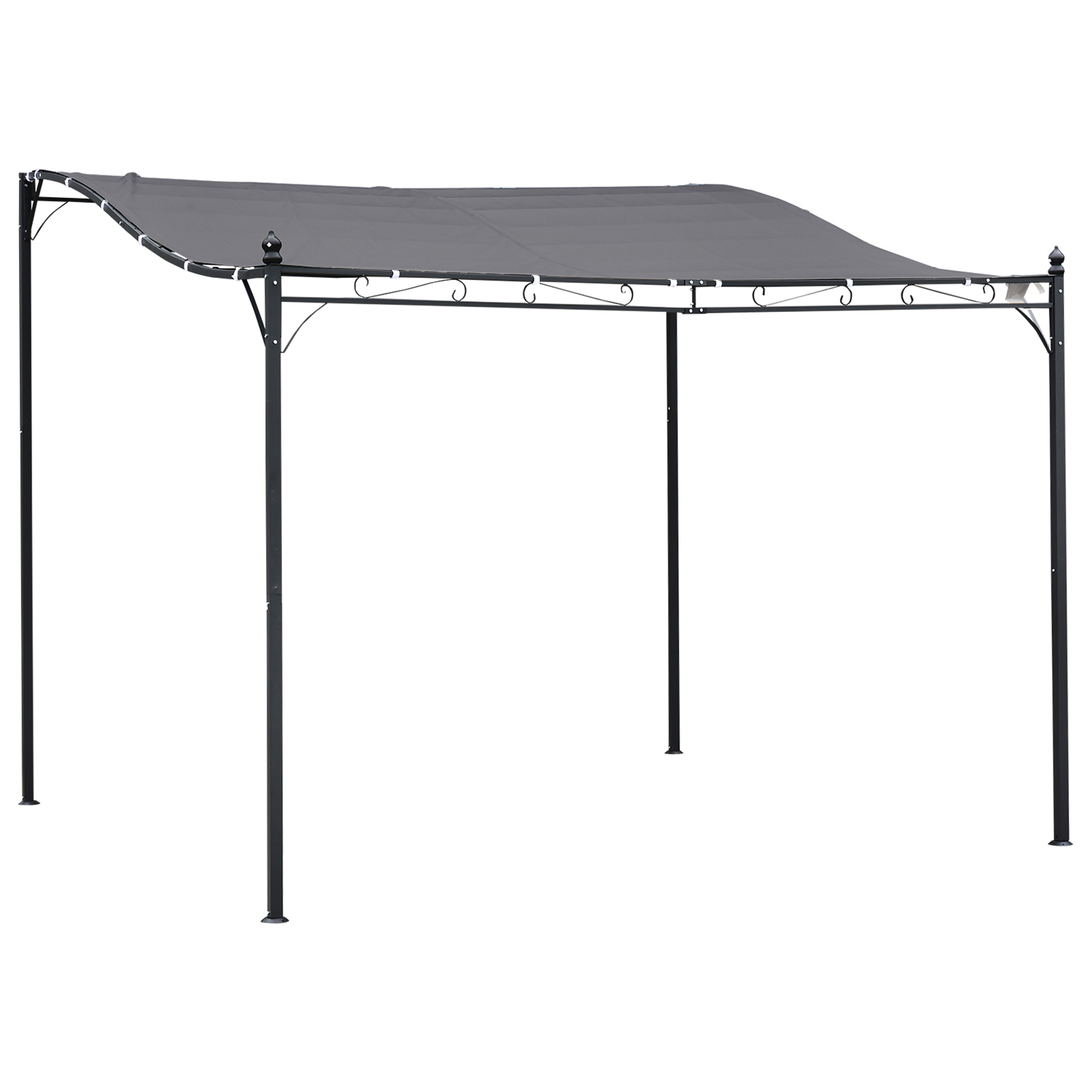 OUTSUNNY Samostatne stojaca kovová pergola s plátennou strechou 297 x 297 cm sivá