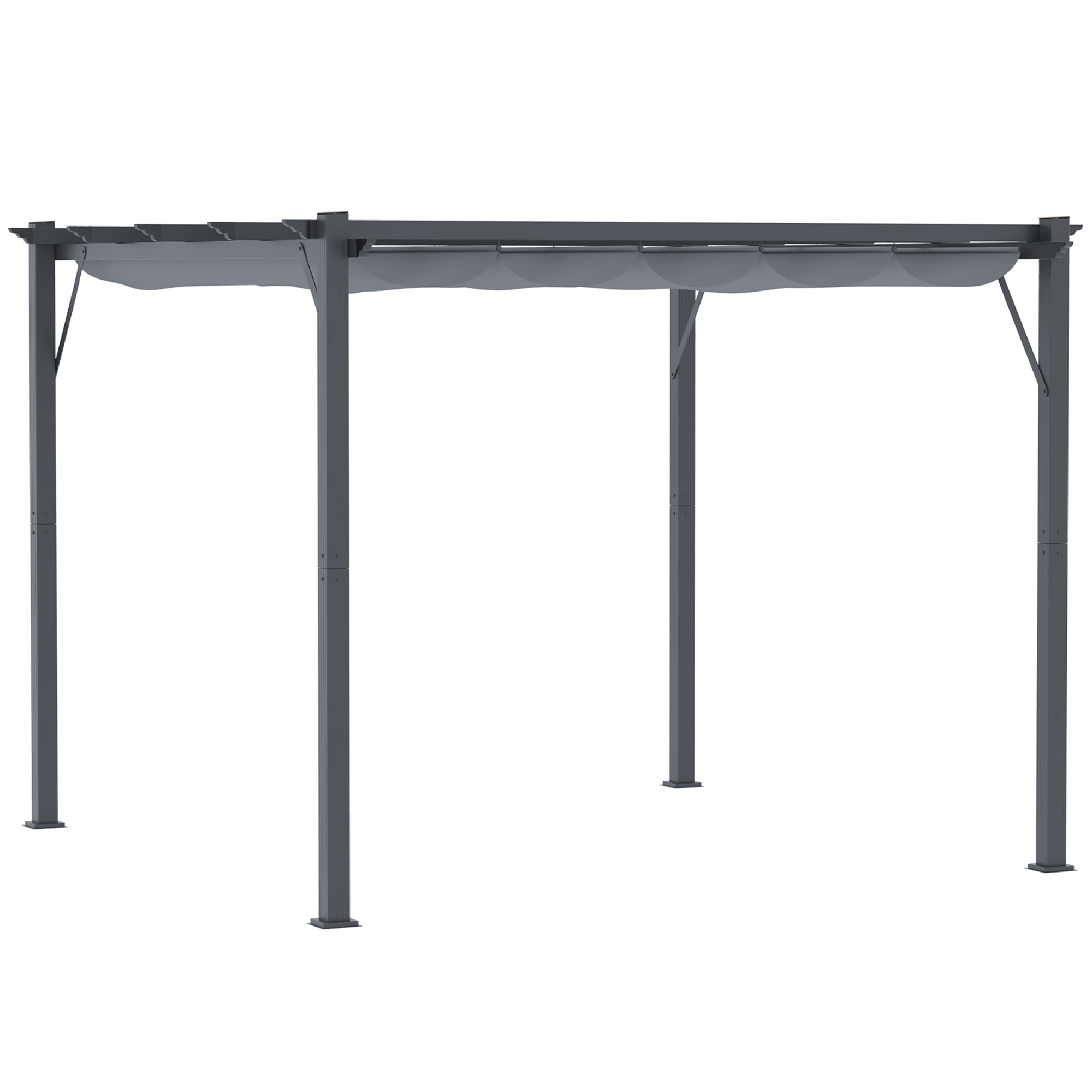 OUTSUNNY Samostatne stojaca kovová pergola so zaťahovacou plátennou strechou 257 x 250 cm béžová