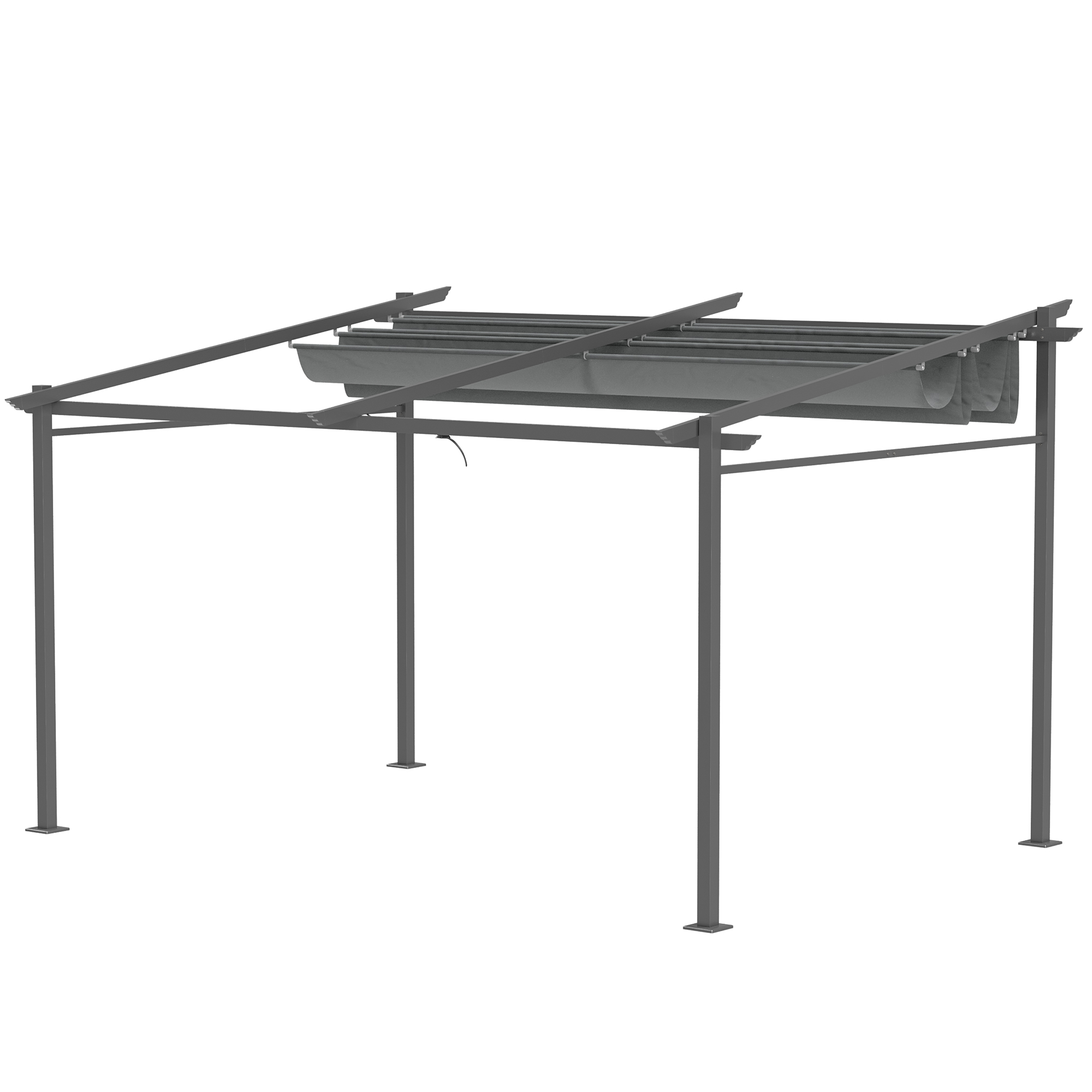 OUTSUNNY Voľne stojaca kovová pergola so sťahovacou plátennou strechou 397 x 295 cm sivá
