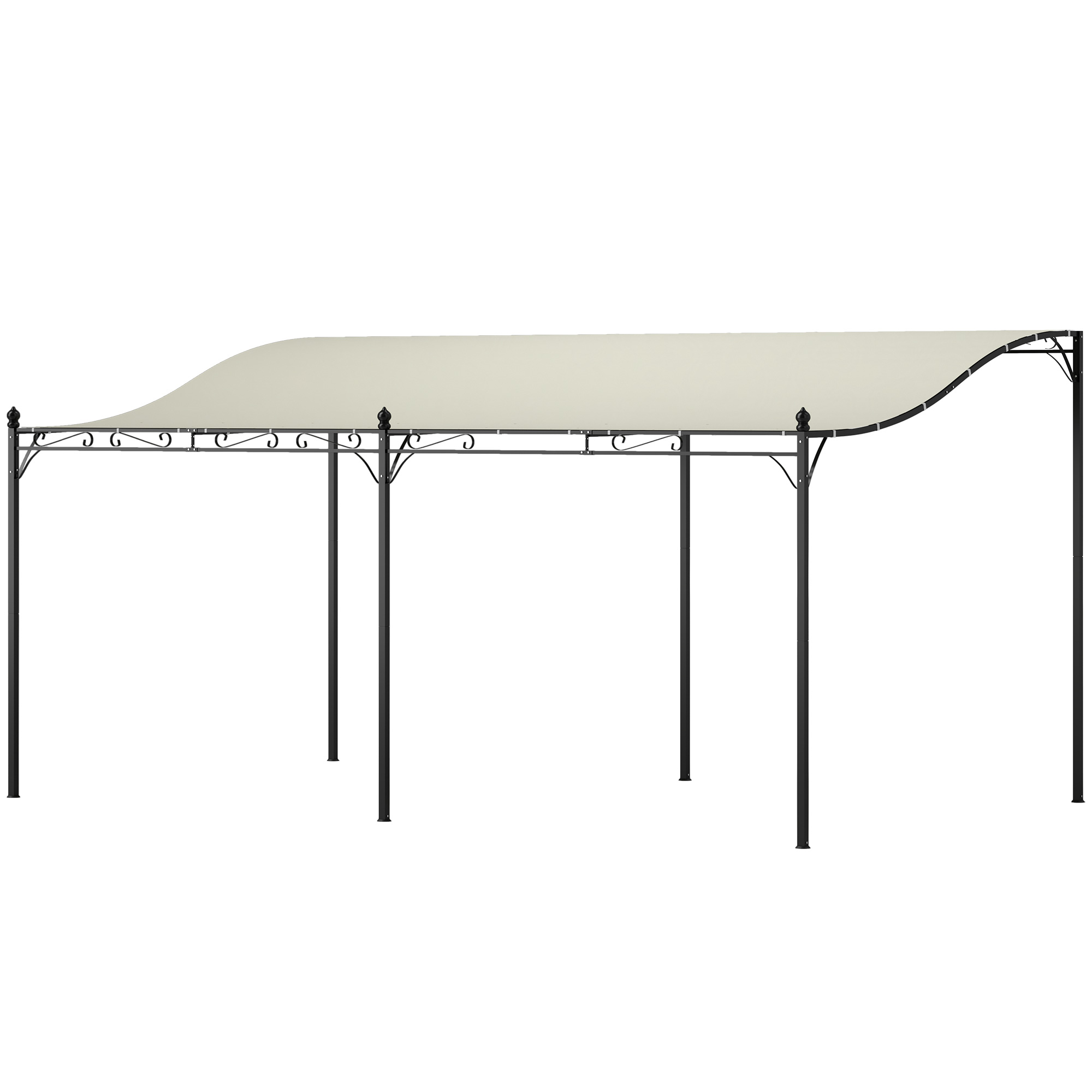 OUTSUNNY Voľne stojaca kovová pergola so sťahovacou plátennou strechou 491 x 298 cm krémová