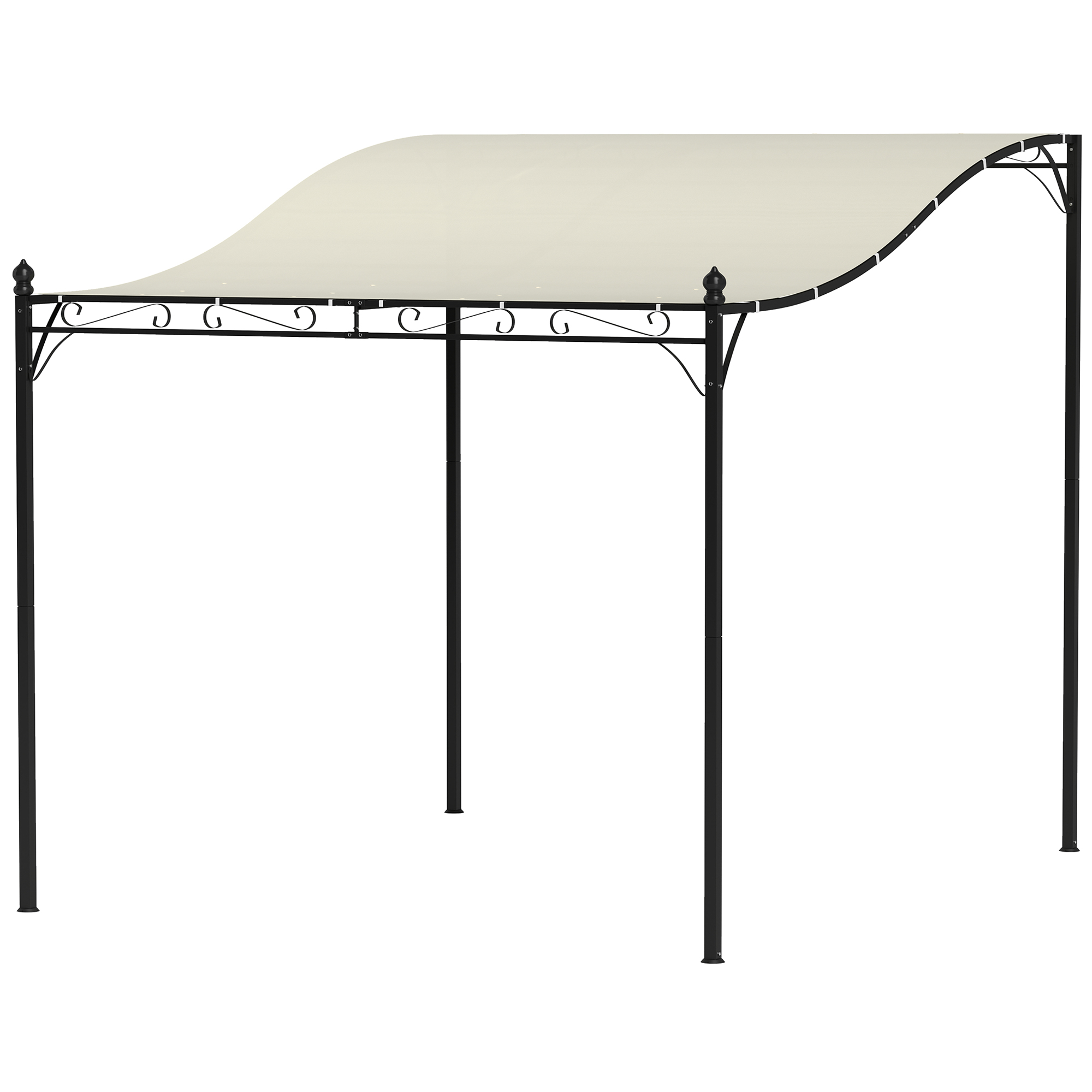 Kovová voľne stojaca pergola s plátennou strechou 298 x 248 cm krémová