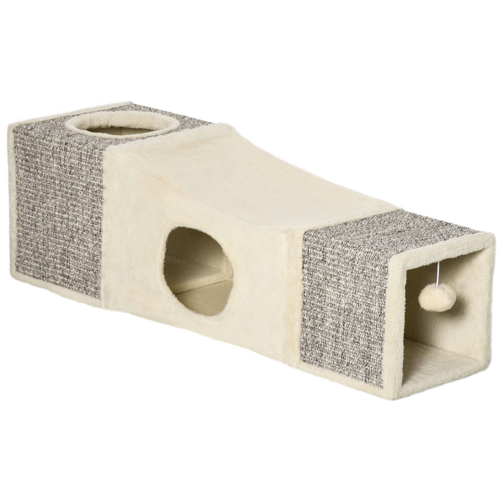 Pelech pre mačky TUNEL so škrabadlom 98 x 30 x 30 cm béžový