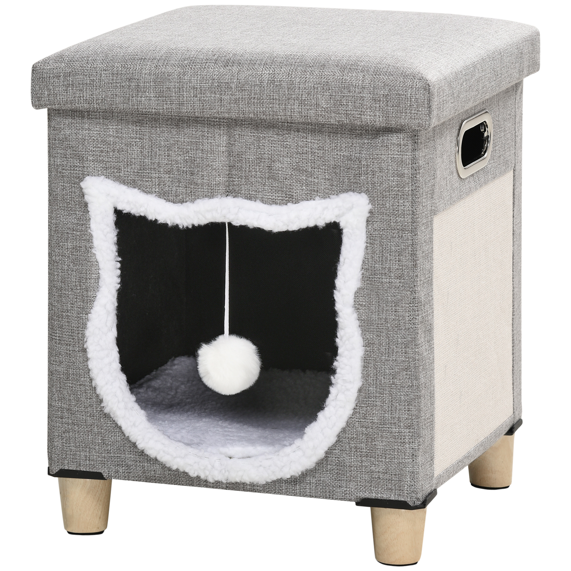 PAWHUT Pelech pre mačky TABURET 36 x 36 x 43 cm sivý
