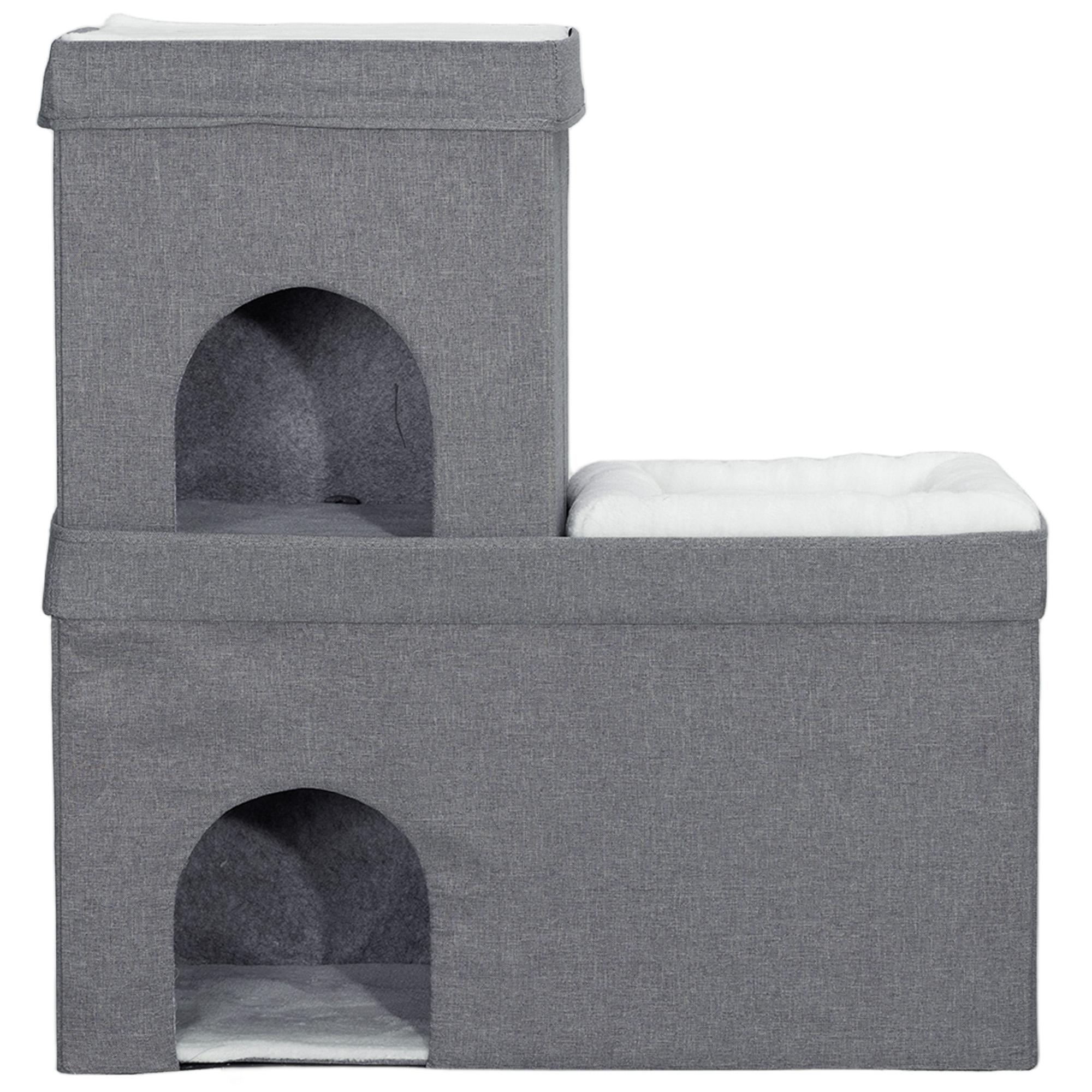 PAWHUT Pelech pre mačky CASTLE 74 x 38 x 79 cm sivý