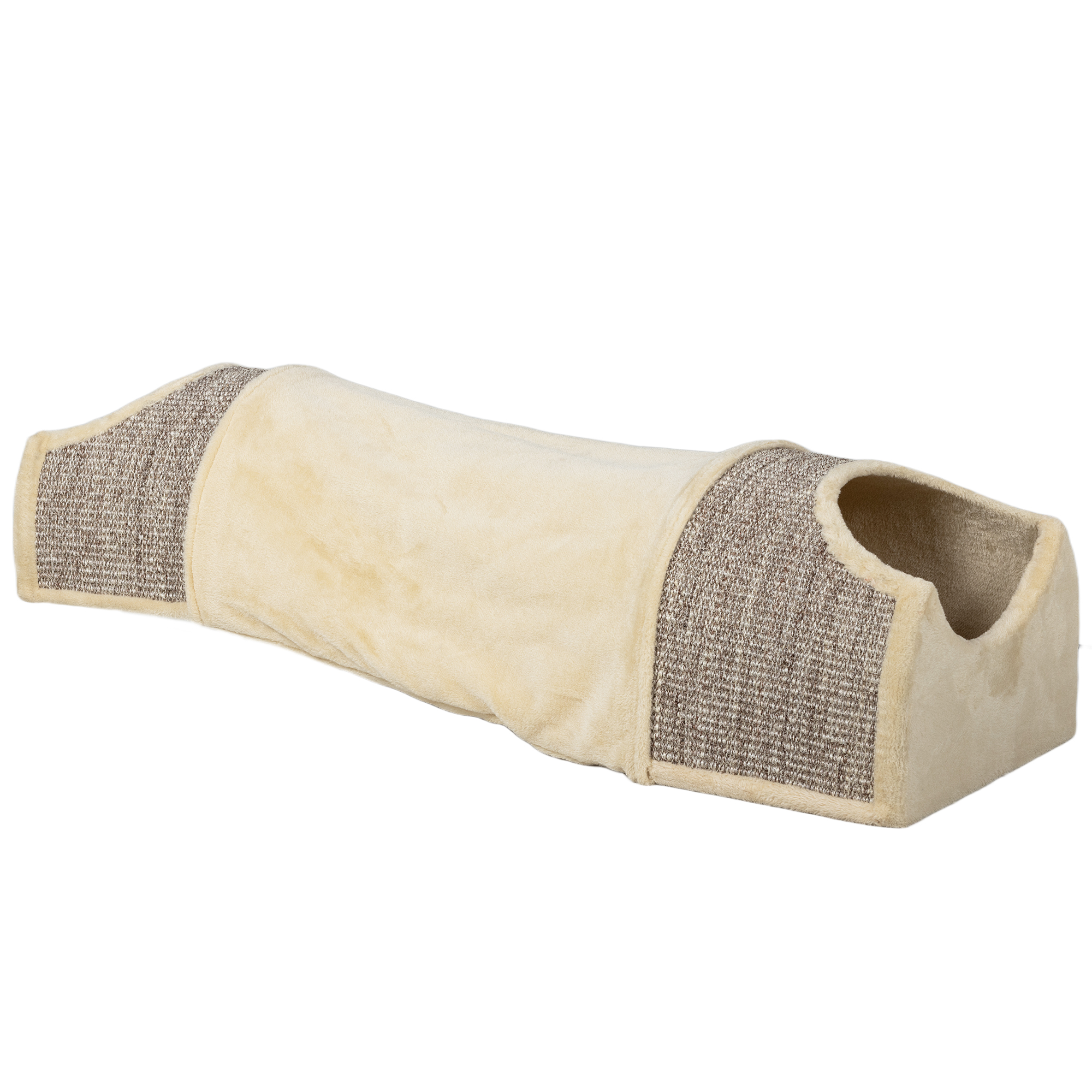 Pelech pre mačky TUNEL so škrabadlom 107 x 38 x 29 cm béžový