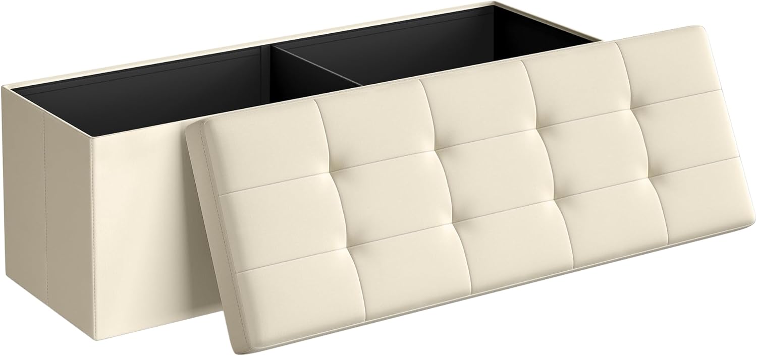 SONGMICS Stolička s úložným priestorom 110 x 38 x 38 cm béžová