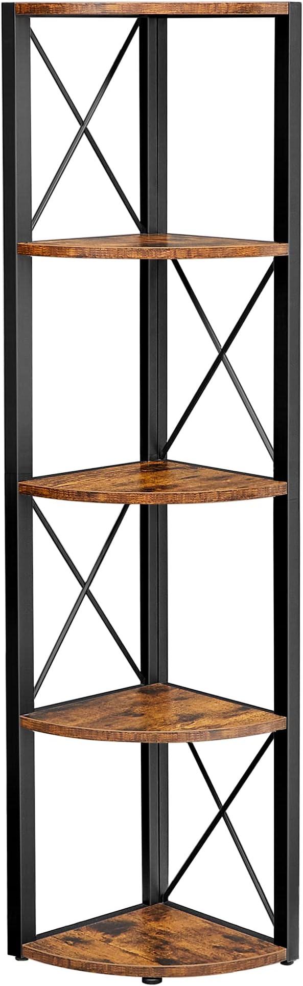 VASAGLE Rohová polica, 5 políc, 30 x 160 x 30 cm, hnedá