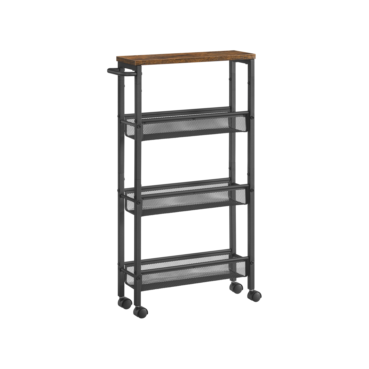 Kuchynský vozík, 3 koše, 13 x 77 x 45 cm, hnedý