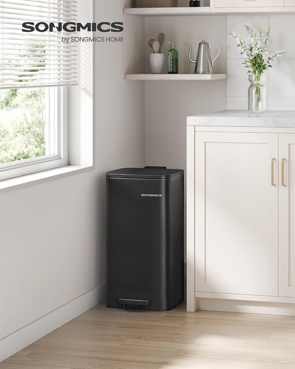 SONGMICS Odpadkový kôš, 30 l, čierny