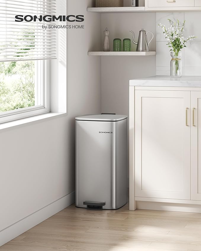 SONGMICS Odpadkový kôš 30 l nerezová oceľ