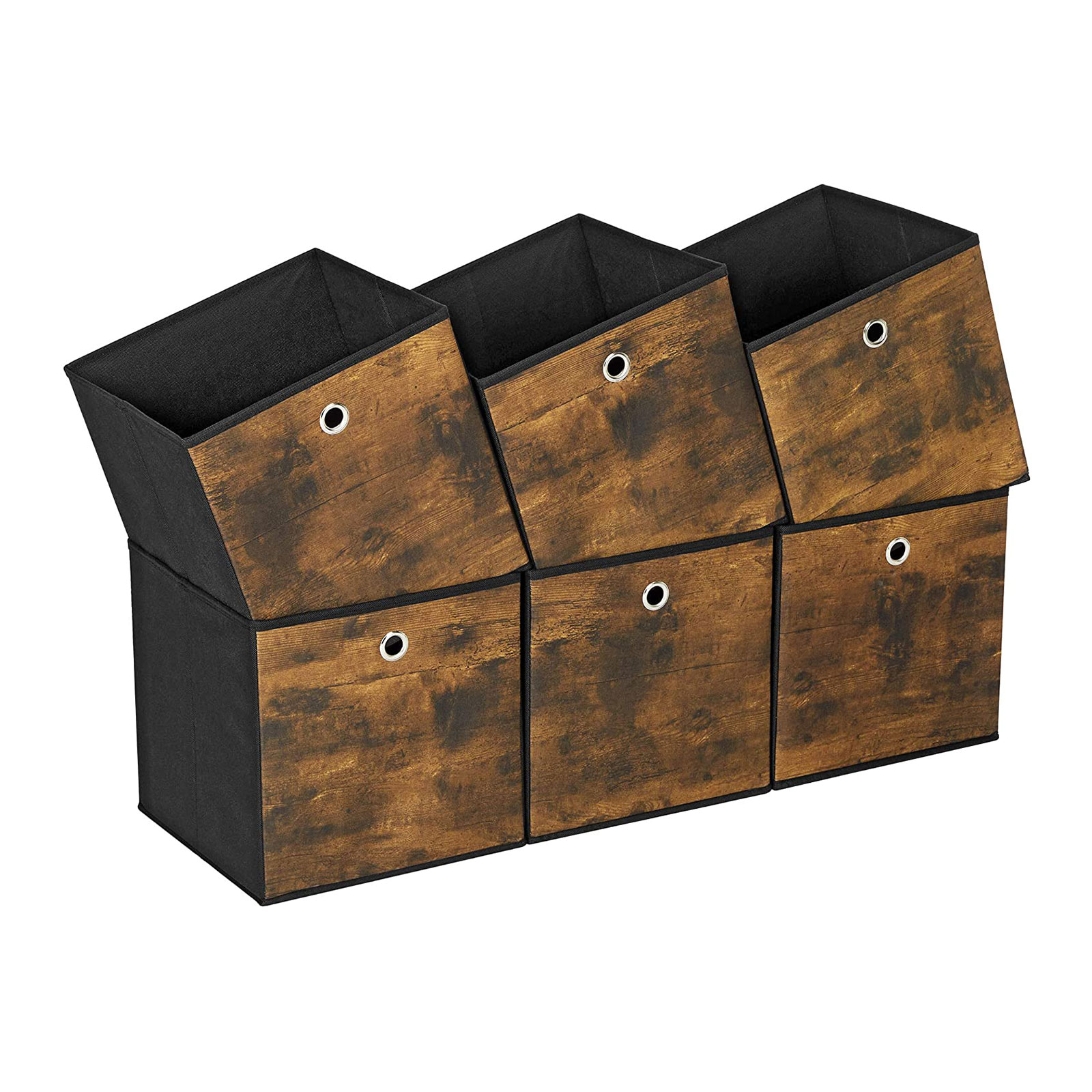 SONGMICS Skladací úložný box Rustik 6 ks hnedý