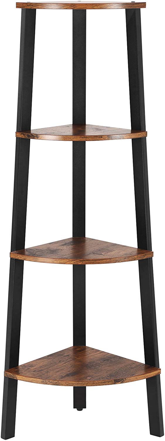 Rohový regál 4 police hnedý 34x125 cm
