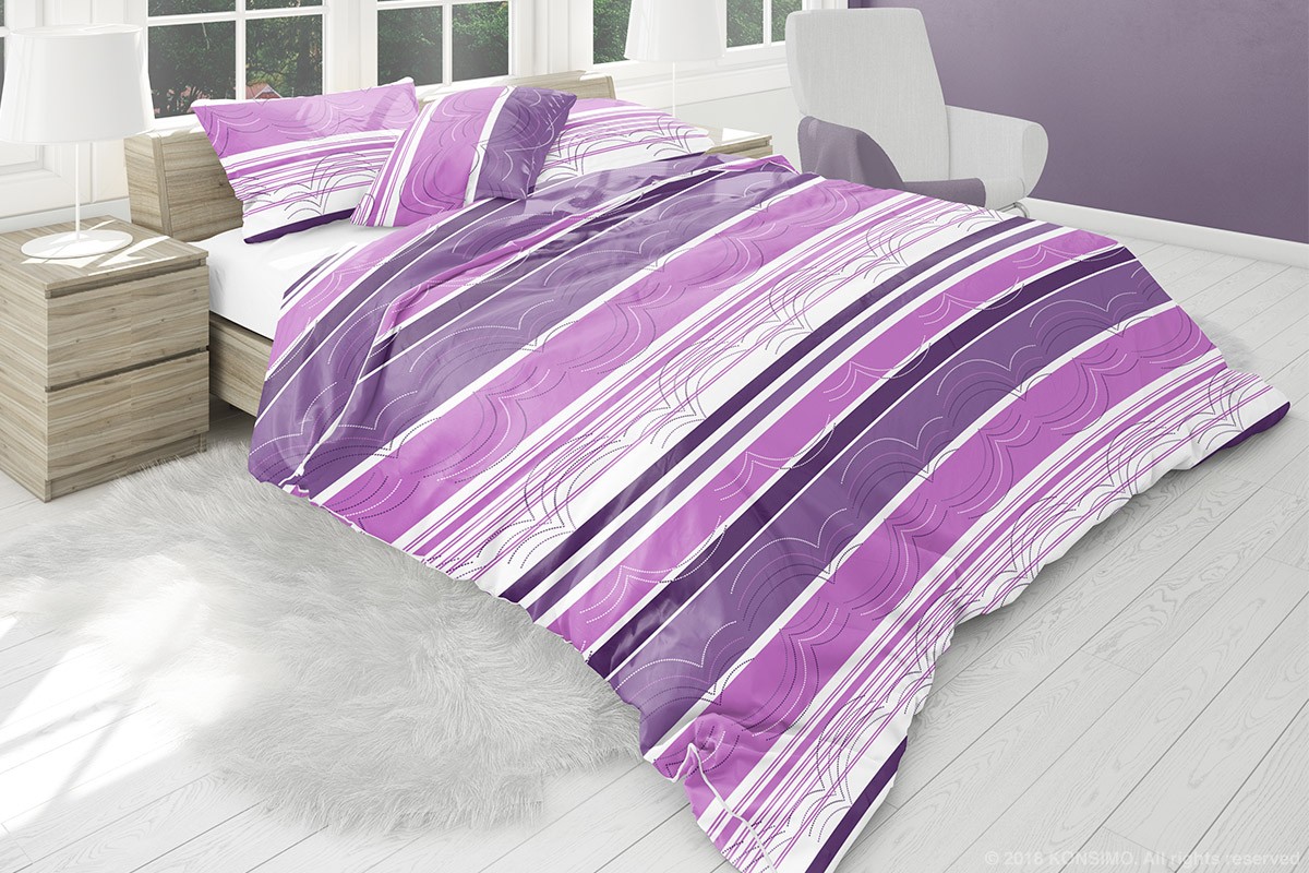 E-shop KONSIMO Bavlnené obliečky fialový pruh 140 x 200 cm