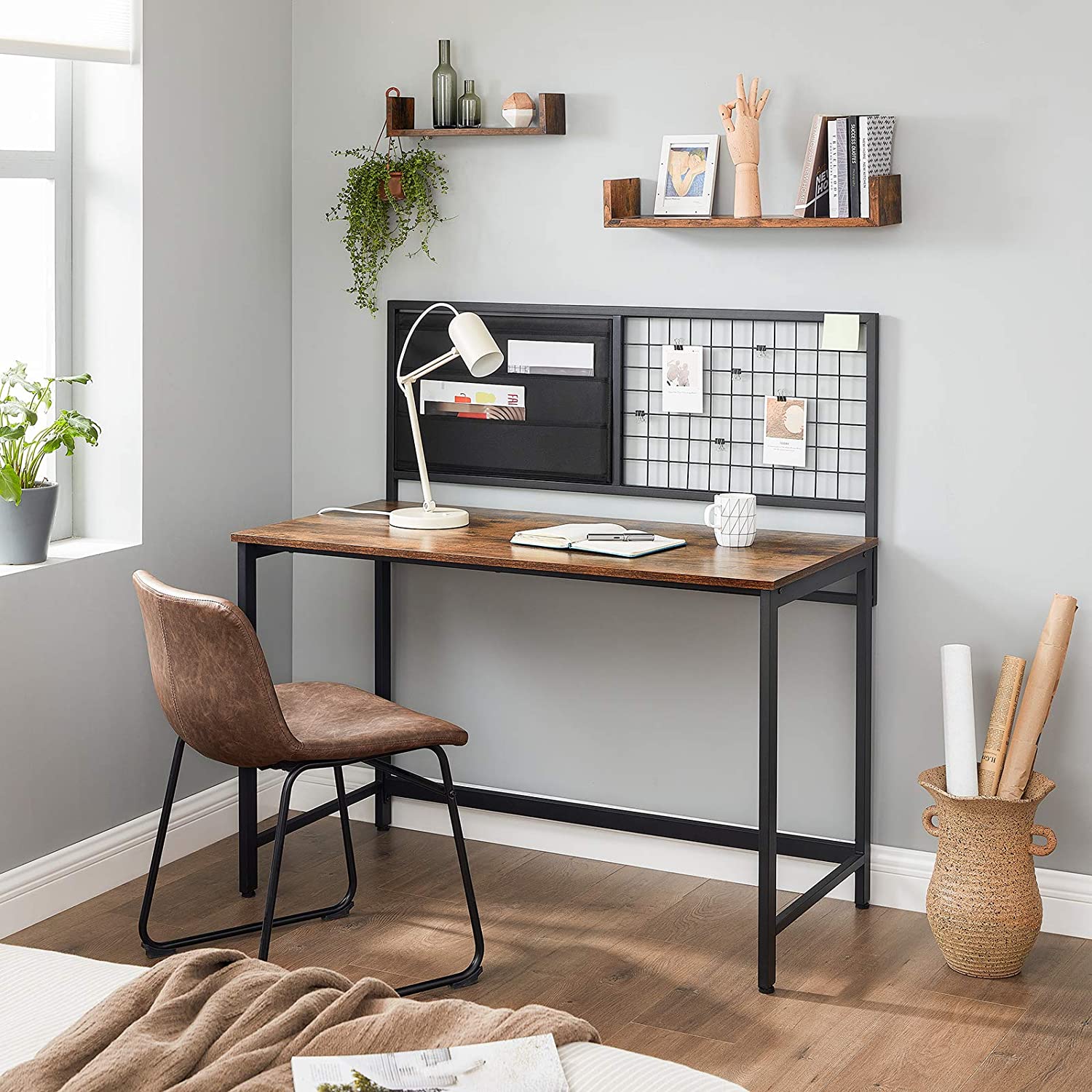 E-shop VASAGLE Písací stôl s drôtenou a textilnou doskou a rozmermi 118 x 120 x 60 cm