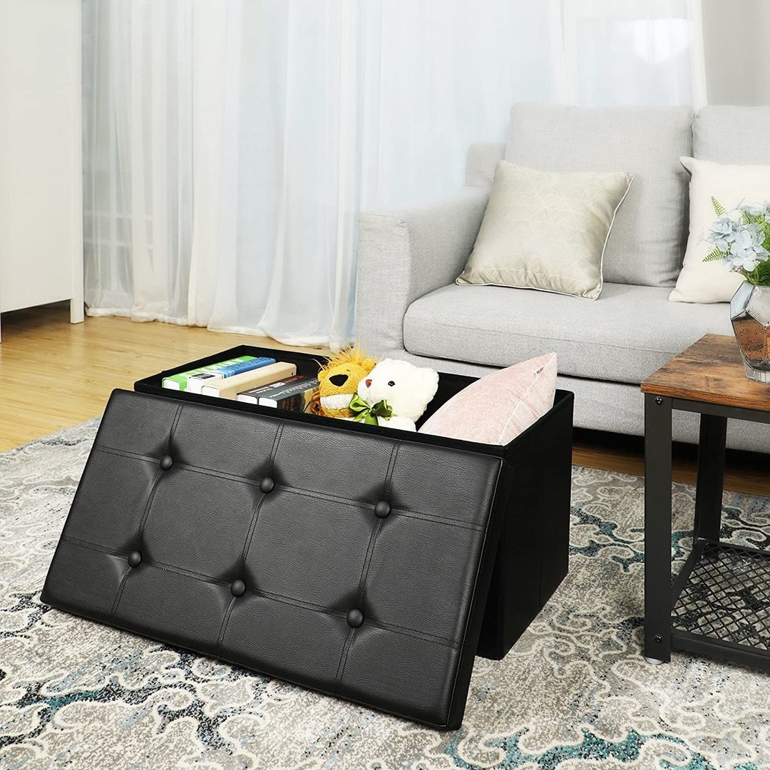 E-shop SONGMICS Čalúnený úložný box na pohovku čierny 76 x 38 x 38 cm