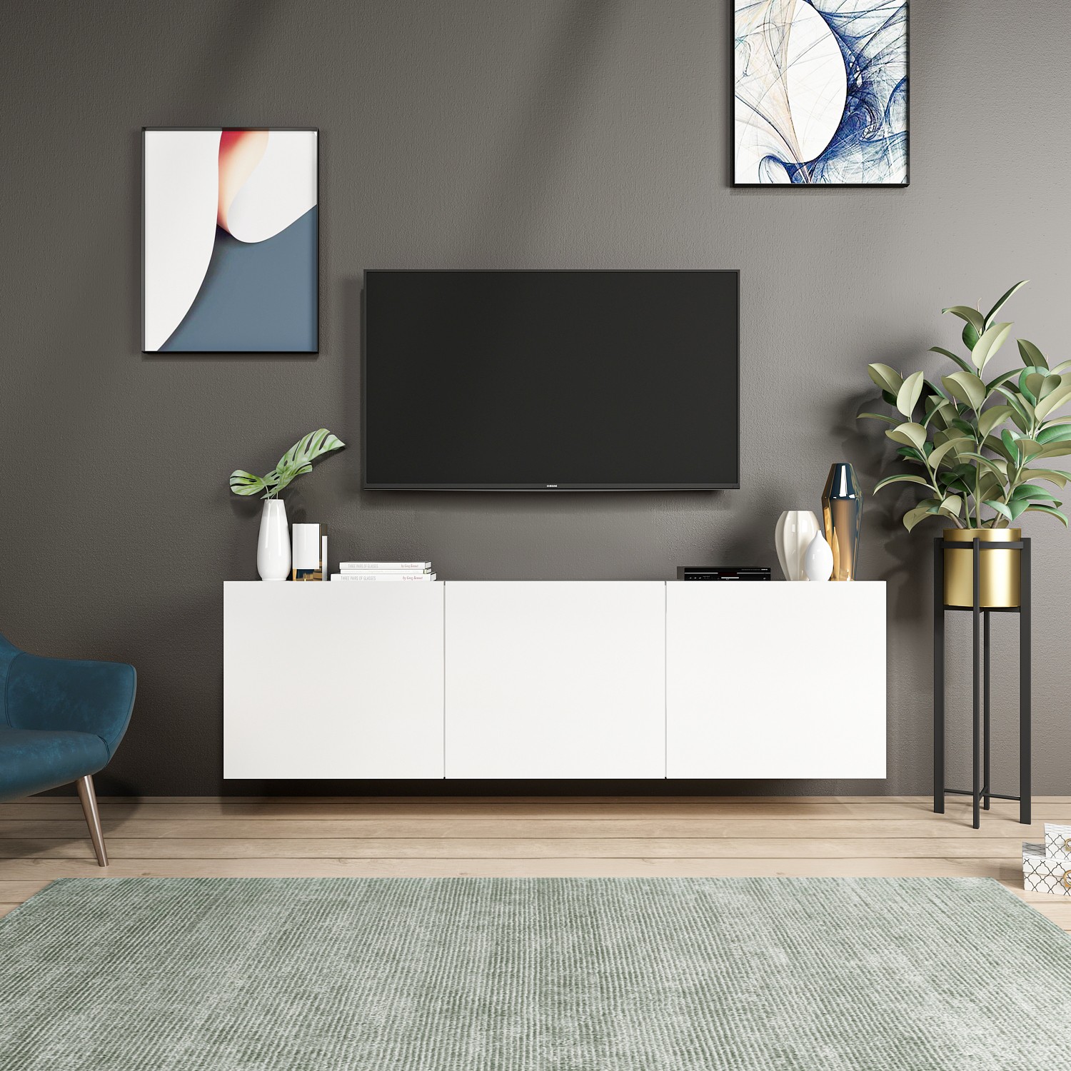 TV stolík BIELY, biely